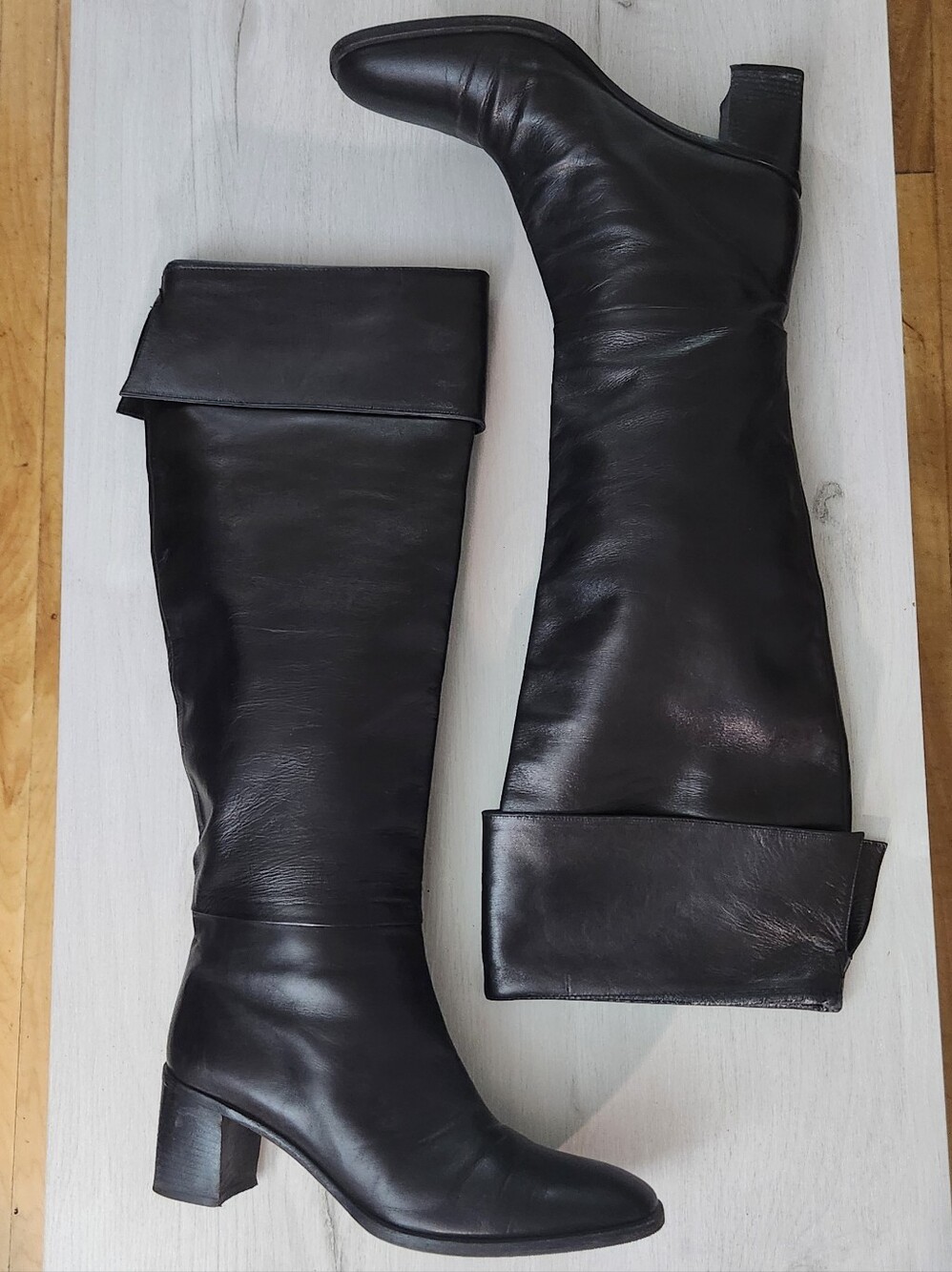François Pinet – Genuine Black Leather Tall Boots